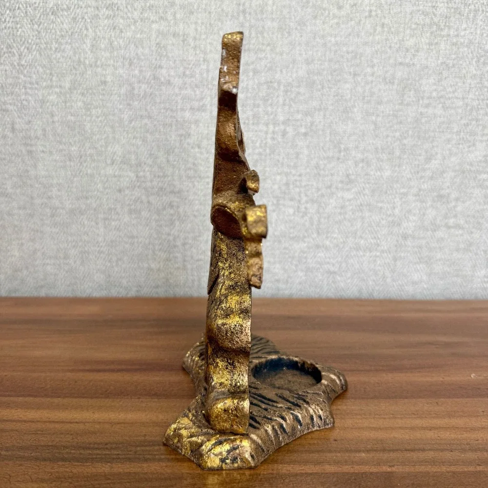 Vintage Cats Iron Gold Spooky Haunted Tree Tea Light Candle Holder Halloween